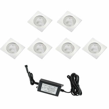 NP Terrassebelysning A2 6 X 0,6W Varmhvit Firkant IP67 Dimbar