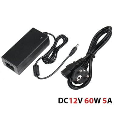 220V-12V Strømforsyning LED 60W 5A Sort