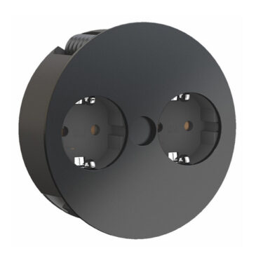 Twist 2 Stikkontakter nedfellbar Matt Sort IP21