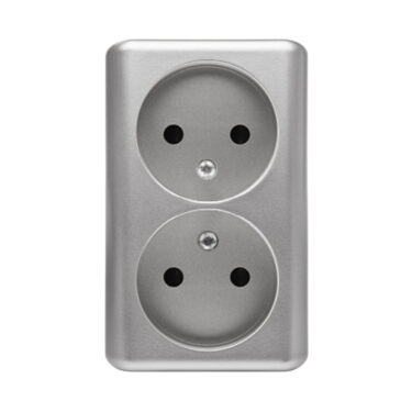 Simon Stikkontakt Dobbel Påvegg u/Jord Alu