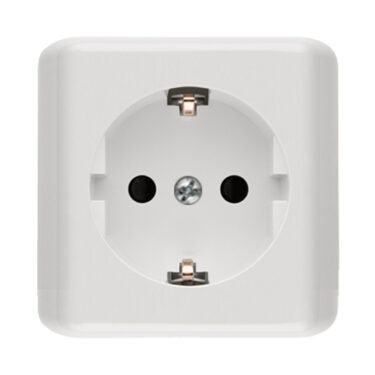 Simon Stikkontakt Enkel Påvegg m/Jord Hvit