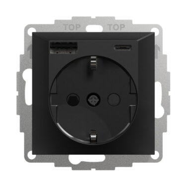 Elko Plus USB A+C Enkel Stikkontakt Sort