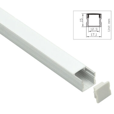 Hercules 12 Aluprofil Sort 1m Innfelt/utenpåliggende