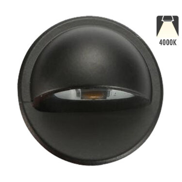 NP LED Trappelys Rund 0,4W IP65 Sort Dimbar 4000K