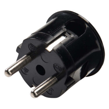 Støpsel med Sideveis Kabelinnføring Jord 16A Sort