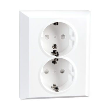 SG Stikkontakt Innfelt Dobbel Med Jord Hvit