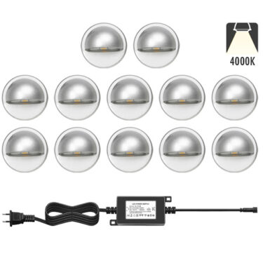 NP Trappebelysning LED 12 X 0,4W Kaldhvit IP65 Grå