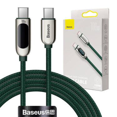 Baseus Display Kabel USB-C 100W 2m Grønn
