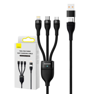 Baseus Flash Series 2 USB-C, micro, Lightning 100W 1.2m Sort