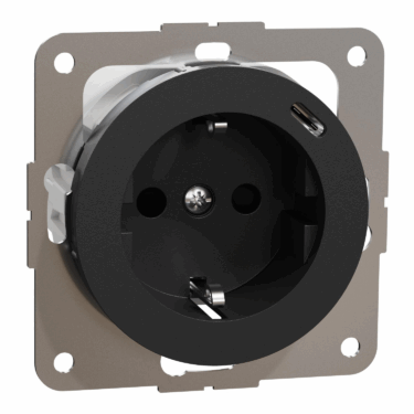 ELKO One Enkel stikk med USB-C PD lader Sort