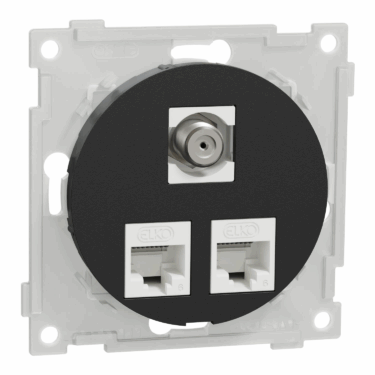 ELKO One modularuttak 2x8 kat 6 UTP og 1xF/F Sort