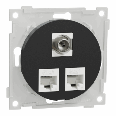 Elko One modularuttak 2x8 kat 6 UTP og 1x F/IEC Sort