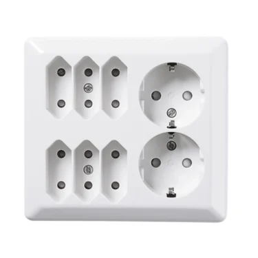 ELKO Multistikkontakt 2+6 europlugg påvegg RH