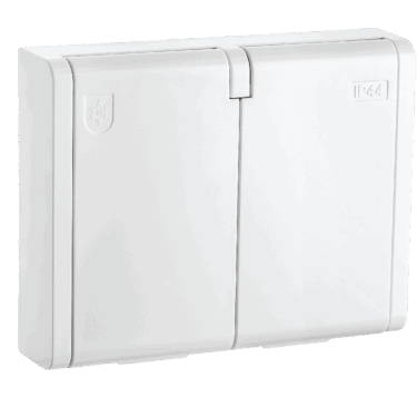 SG Stikk Dobbel Innfelt Jord Hvit IP44