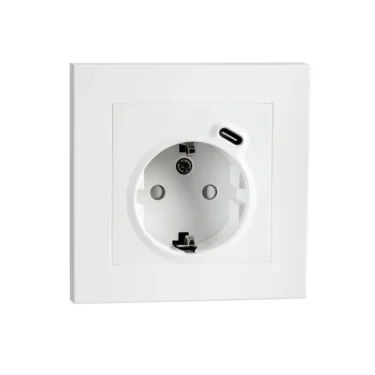 SG Stikkontakt Innfelt Enkel Med Jord USB-C Hvit