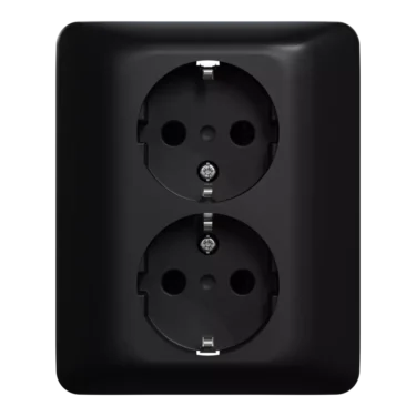 Elko Dobbel Stikkontakt m/Hurtigklemmer I RS Sort