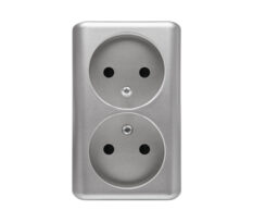 Simon Stikkontakt Dobbel Pavegg med uten jord alu