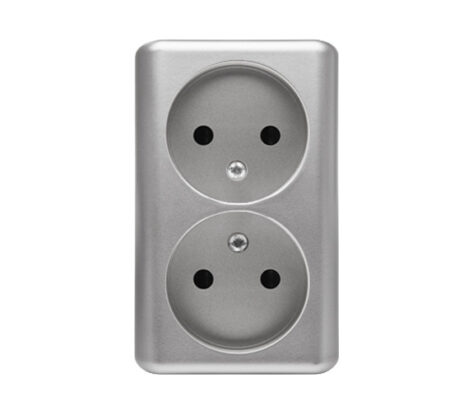 Simon Stikkontakt Dobbel Pavegg med uten jord alu