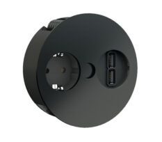 Twist 1 Stikkontakt 2xUSB nedfellbar Matt Sort IP21