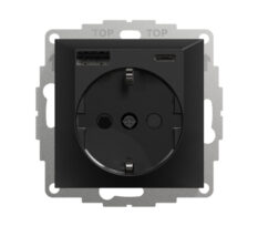 Elko Plus USB A+C Enkel Stikkontakt Sort