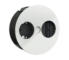 Twist-1-Stikkontakt-2xUSB-nedfellbar-Matt-Hvit-IP21