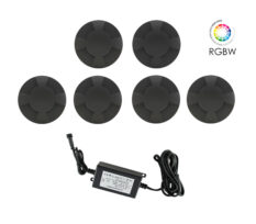 NP LED Trappelys Komplett Sett 6x0.75W RGBW IP67 Sort Dimbar