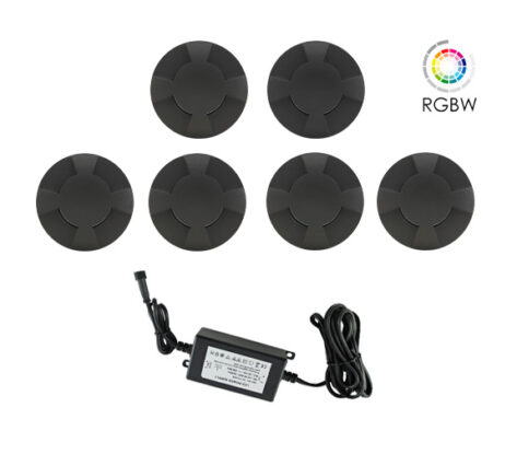 NP LED Trappelys Komplett Sett 6x0.75W RGBW IP67 Sort Dimbar