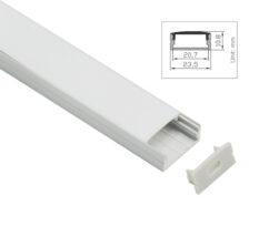 Aluprofil for utenpåliggende montering for LED Striper opptil 20mm ALU