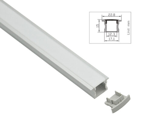 Knight 12 Sort Aluprofil 1m Innfelt/utenpåliggende