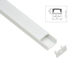 Prima 12 Hvit Aluprofil 1m Innfelt/Utenpåliggende