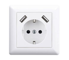 NP Innfelt Enkel Stikkontakt Jord USB A 2,8A Hvit