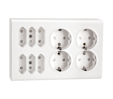 SG Euro Stikkontakt Påvegg 4+6 med Jord Hvit