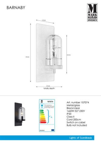 BARNABY Wall 1L Black Clear 3