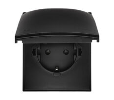 Simon Stikkontakt Enkel Påvegg m/Jord IP44 16A X4 hrt Sort