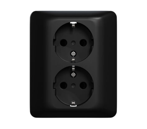 ELKO Dobbel stikkontakt m/jord innfelt Sort