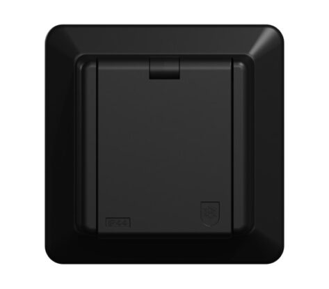 ELKO Enkel stikkontakt sprutsikker innfelt Sort