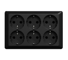 ELKO 6-veis stikkontakt m/jord påvegg Sort