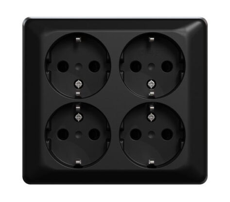 ELKO 4-veis stikkontakt påvegg RS16 Sort