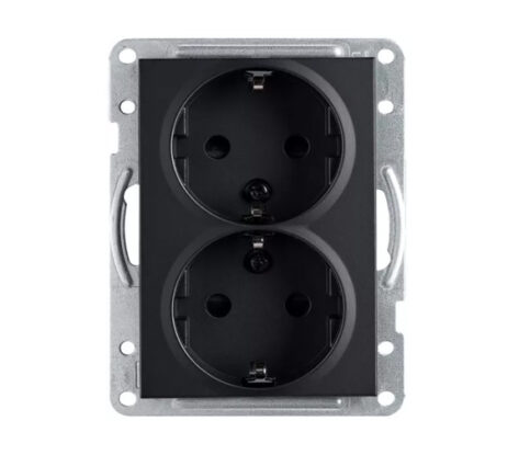 SG Stikkontakt Innfelt Dobbel Med Jord 1.5 Sort