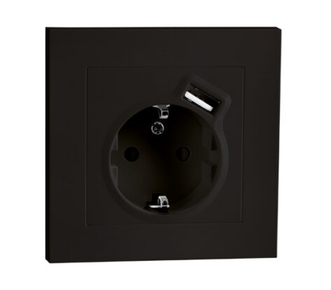 SG Stikkontakt Enkel USB-A 2.4A Lader Innfelt Sort
