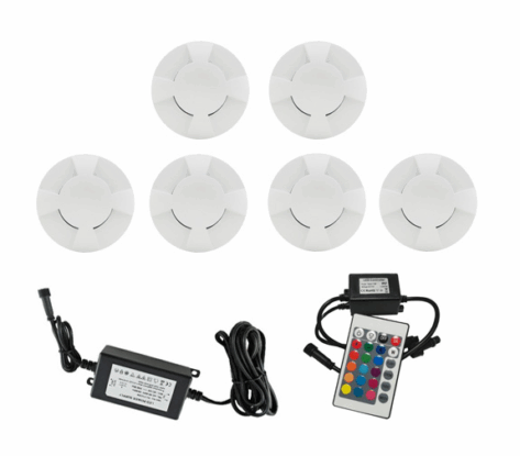 NP Terrassebelysning B5 6x0.75W RGBW IP67 Hvit