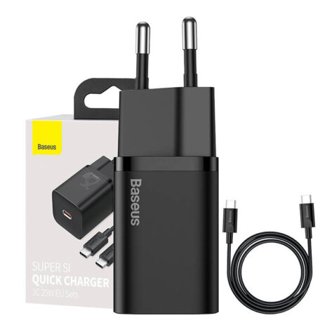 Baseus Super Si Vegglader + 1m USB-C kabel 25W