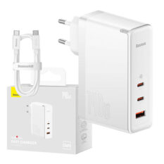 Baseus Hurtiglader 140W GaN5 Pro 2xUSB-C+USB Hvit