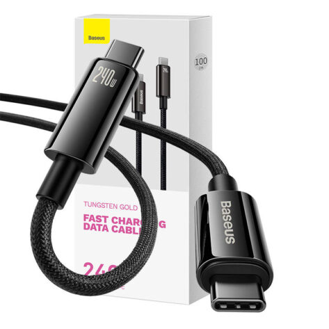 Baseus USB-C USB-C Kabel Tungsten Gold 240W 1m Sort