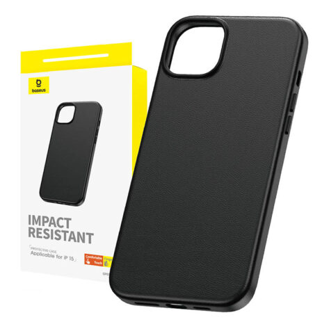 Baseus Fauxther Series telefondeksel for iPhone 15 Sort