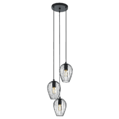 Newtown Taklampe Rund 3x60w E27 Sort
