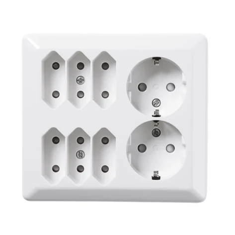 ELKO Multistikkontakt 2+6 europlugg påvegg RH