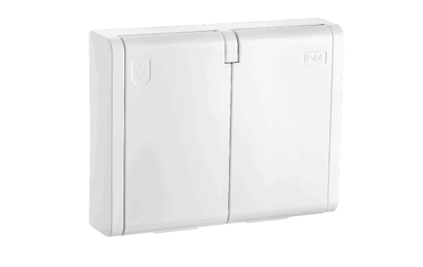 SG Stikk Dobbel Innfelt Jord Hvit IP44