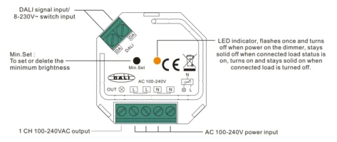 Universaldimmer DALI / Pushdim 1x200W LED SR-2303SAC-HP
