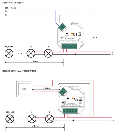 Universaldimmer DALI / Pushdim 1x200W LED SR-2303SAC-HP